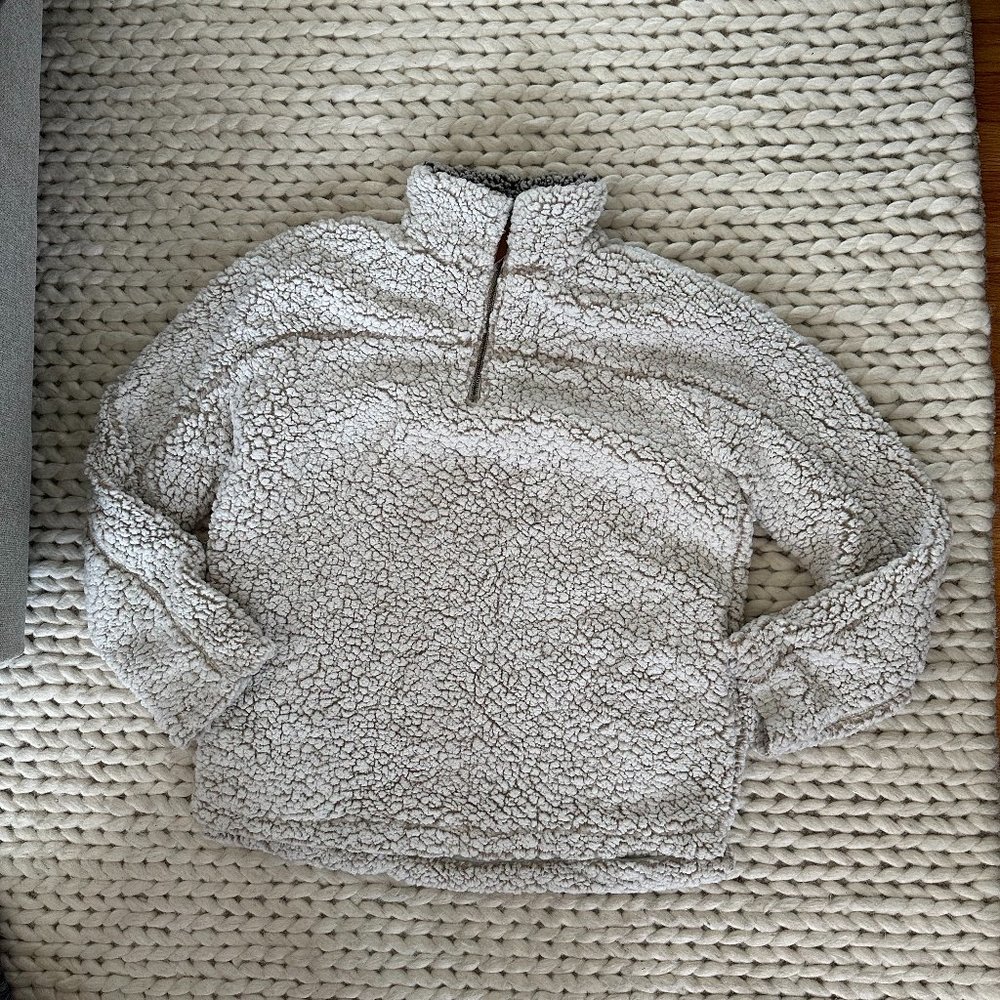 Thread & Supply Teddy Sweater Quarter Zip Sweatshirt (S)